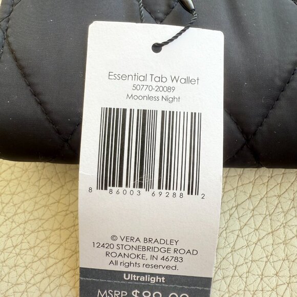 NWT VERA BRADLEY ESSENTIAL TAB WALLET CLUTCH BAG BLACK $89 - Picture 3 of 5